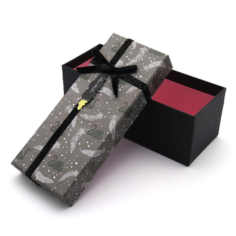 カラー弓リボンのふたと包装チョコレートのためのベースギフト紙箱
